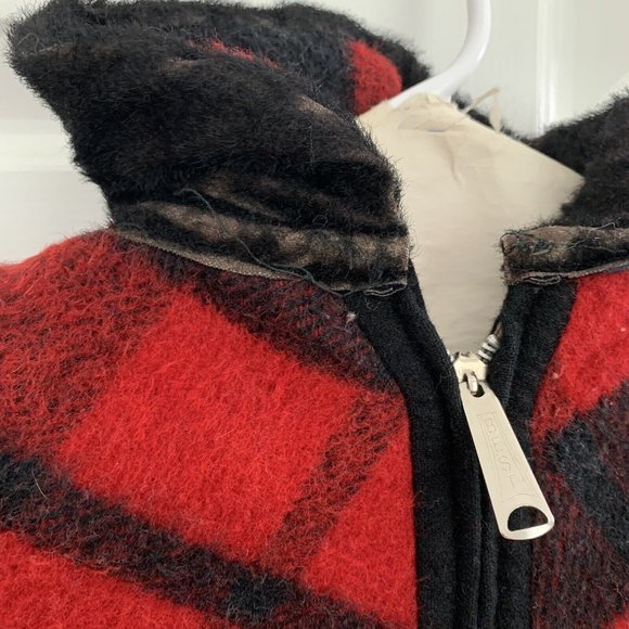 Vintage 60s MARDEL Reversible Wool Handmade Mid Century Poncho Cape Red Blue - Picture 3 of 8